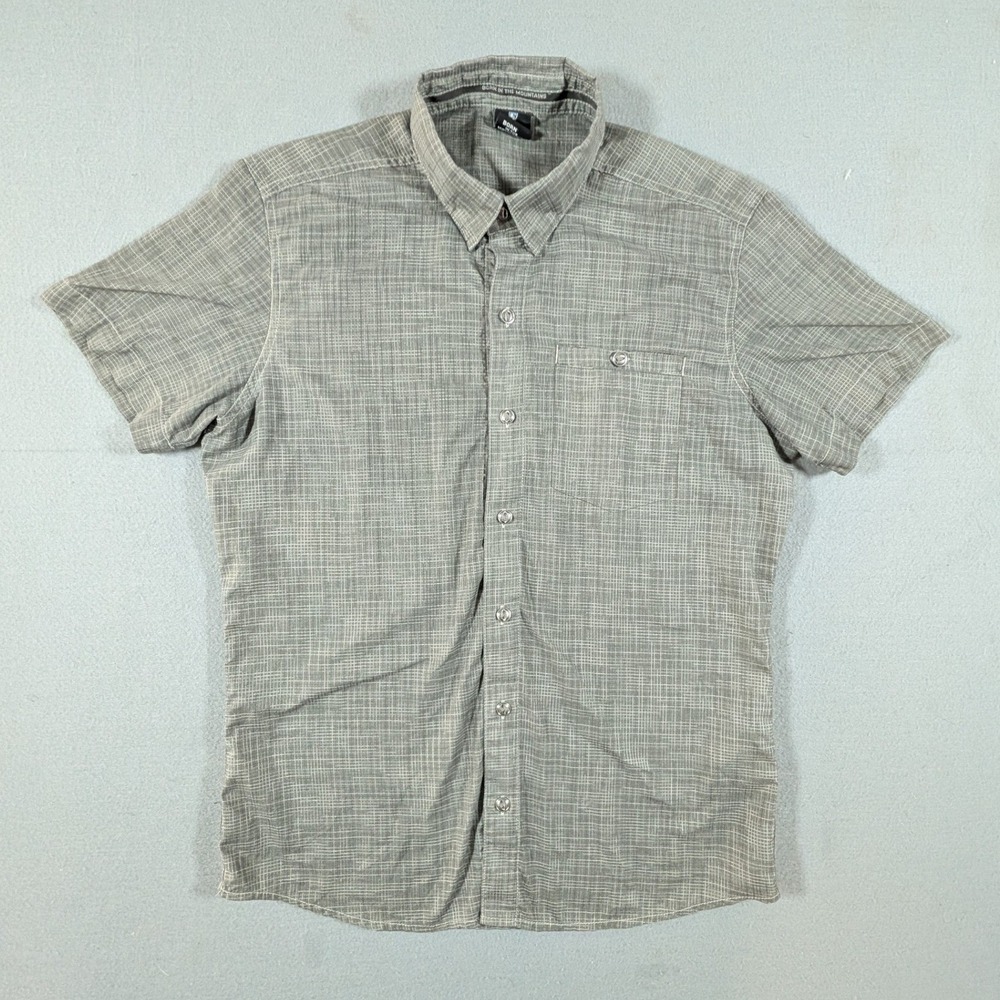 Kuhl Button Down Shirt Mens Small Grey Tapered Fit Short‎ Sleeve Grid Pattern - Picture 2 of 8